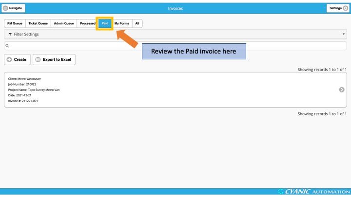 Invoicing a Fixed Price Job - Paid Queue