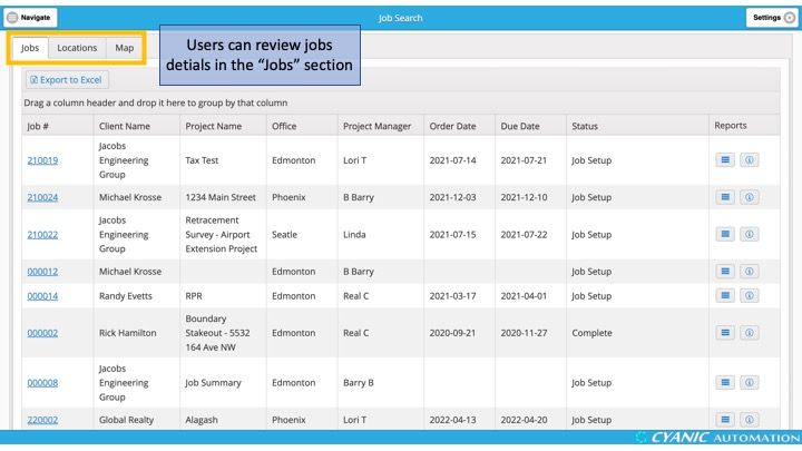 Job Maps - Job Search Results Grid