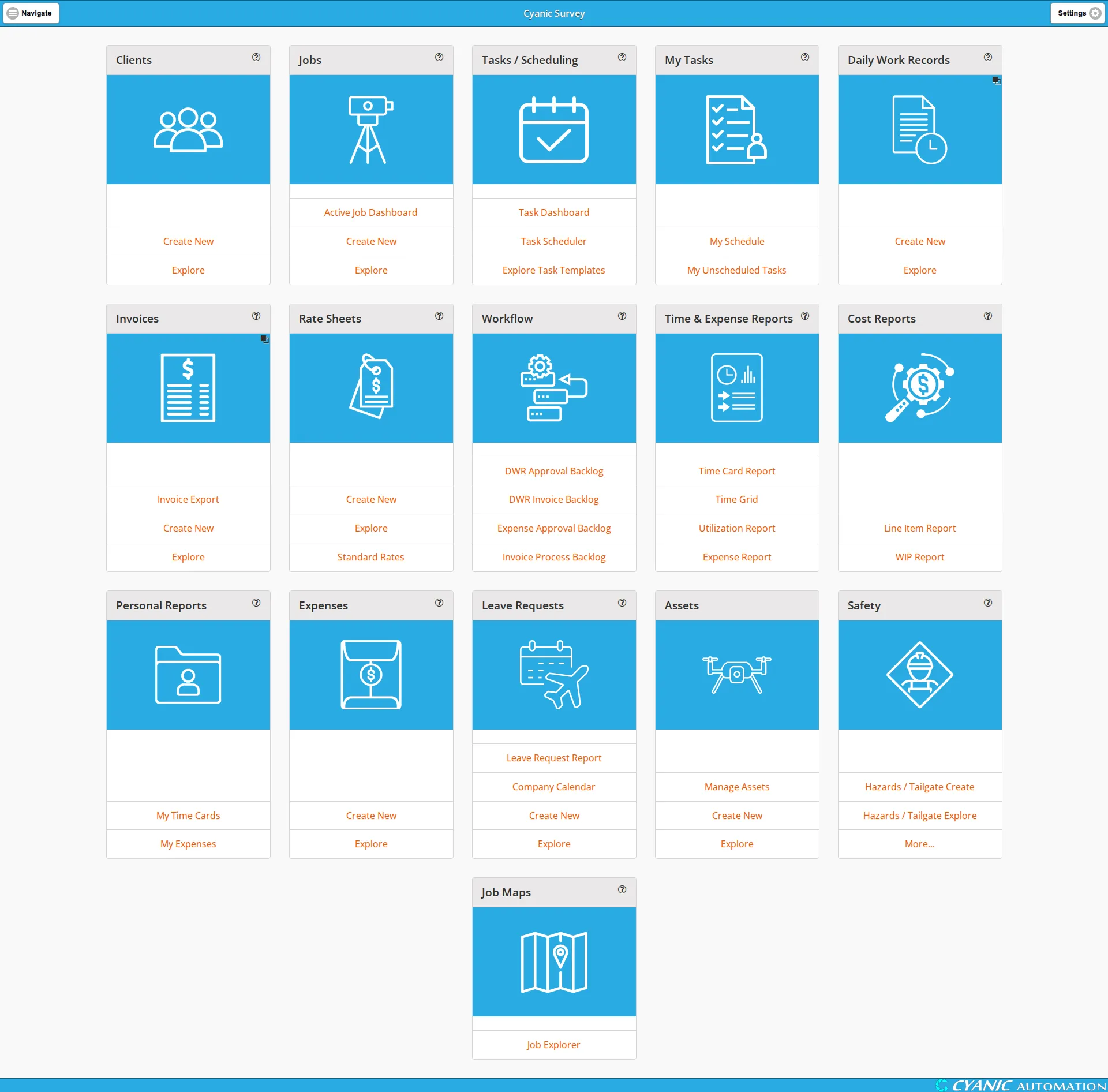 The Job Book dashboard with all sixteen cards