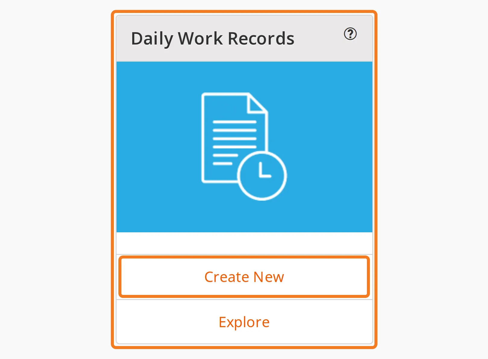 The Daily Work Records card on a phone, with Create New marked