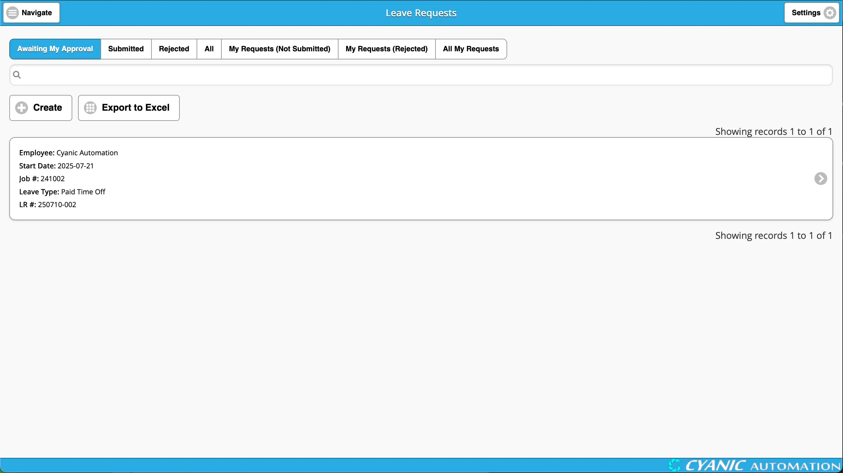 Awaiting Approval List