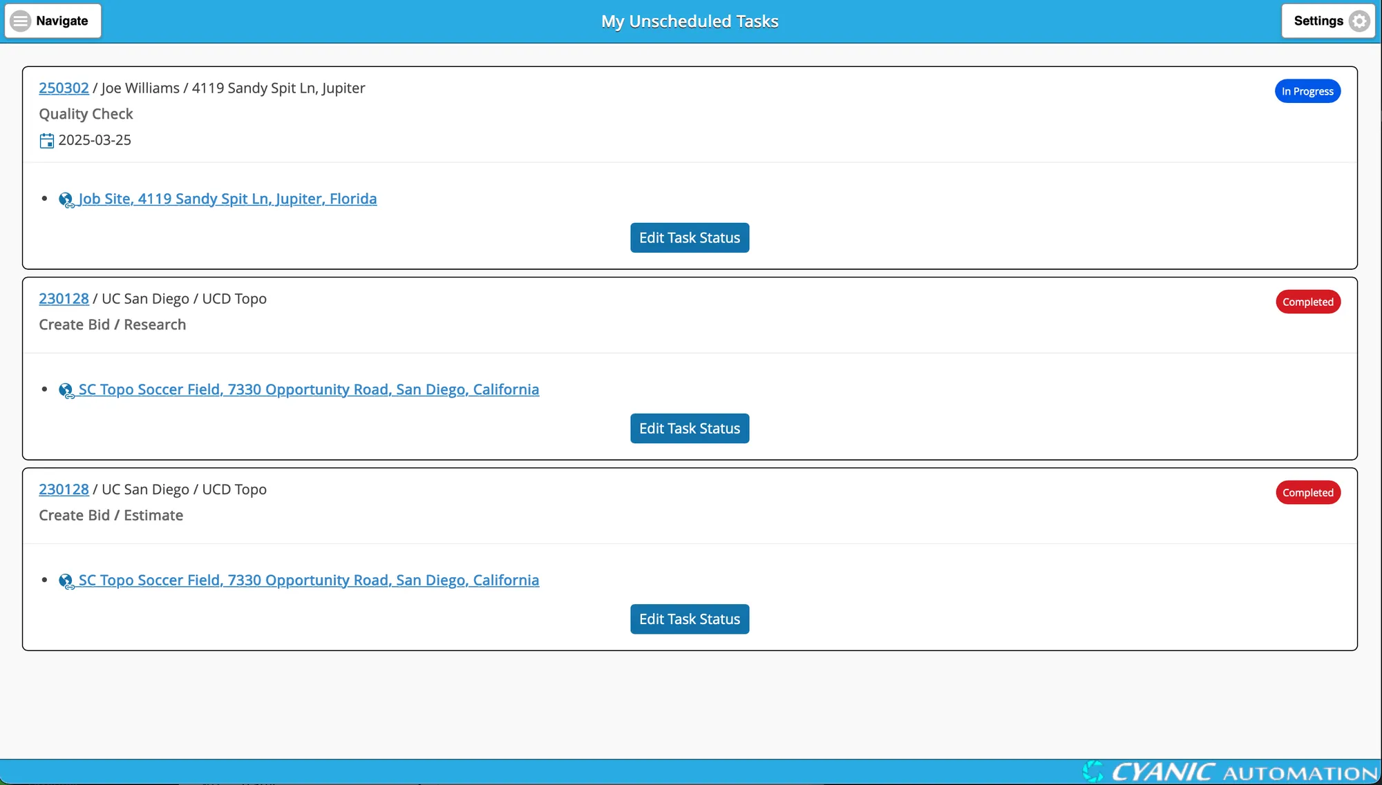 My Unscheduled Tasks
