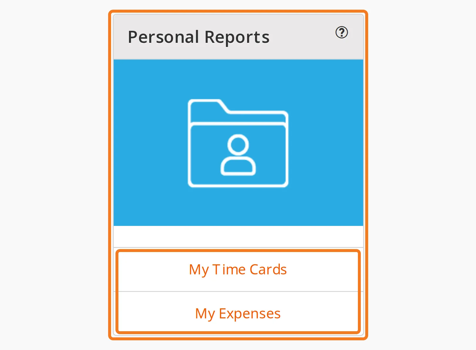 The Personal Reports card on a phone, with its two links marked