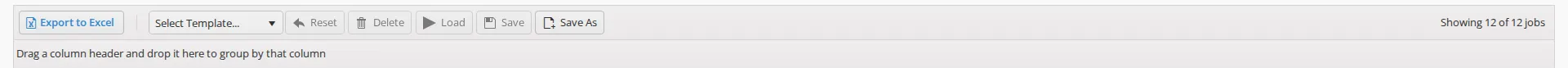 The toolbar and grouping bar above a report grid