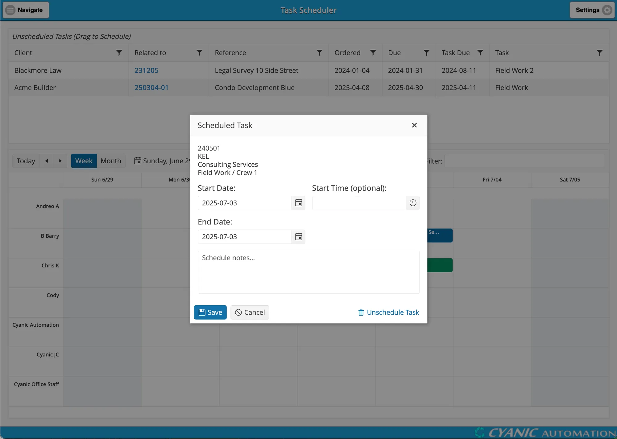The Scheduled Task dialog