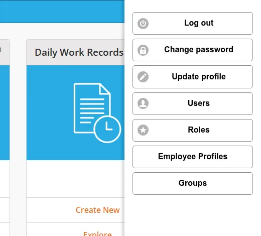 The Settings menu open on the right of the dashboard