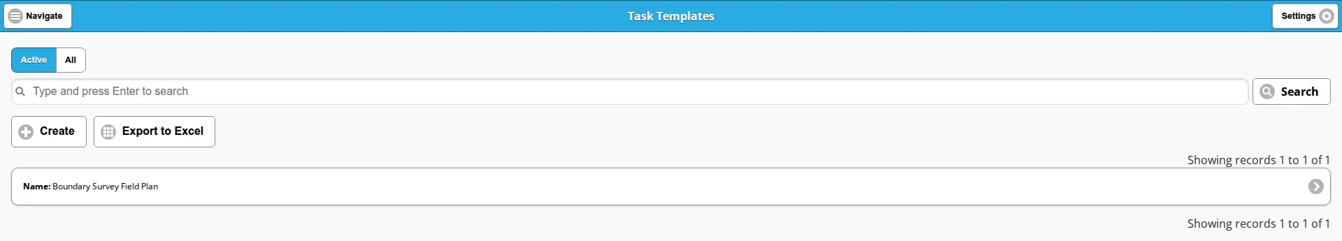 The Task Templates list