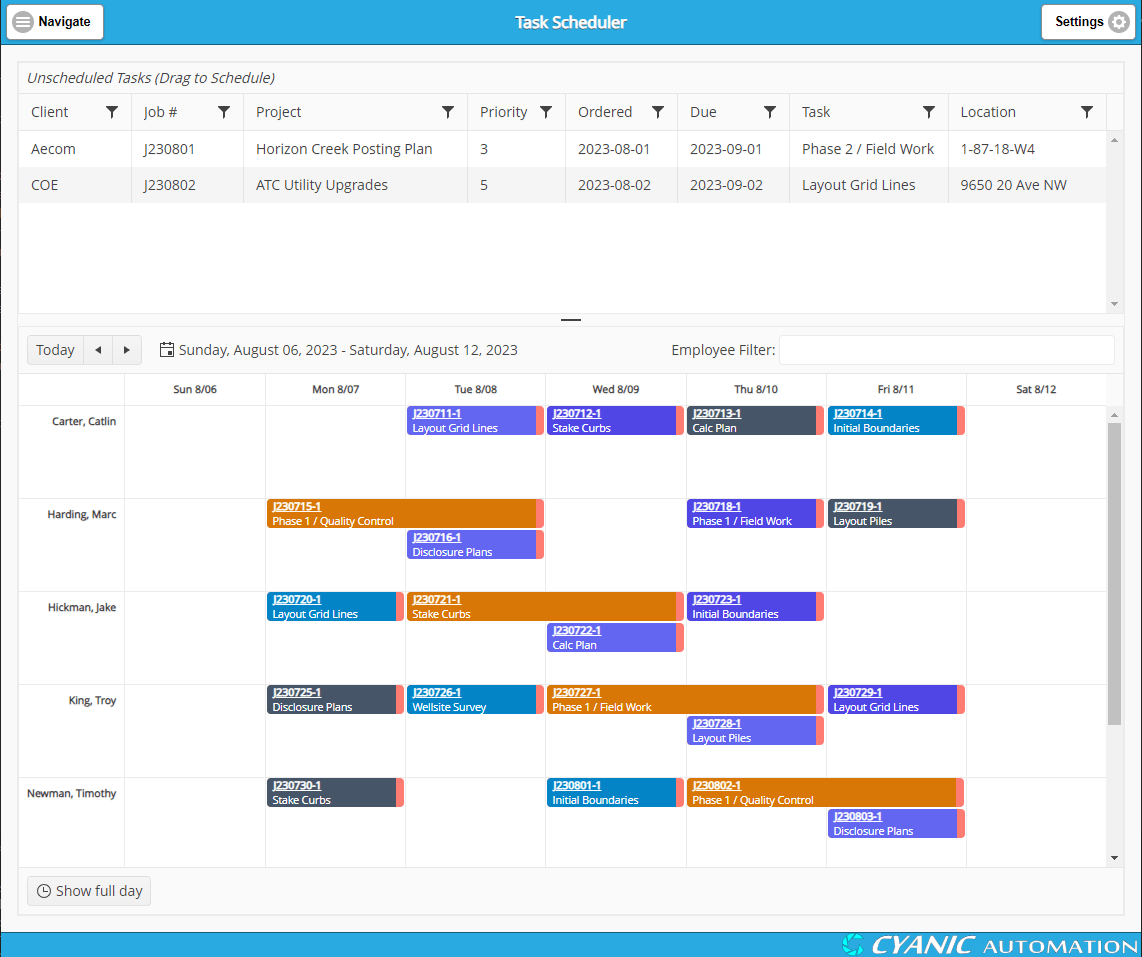 Cyanic Job Book Task Scheduling Image